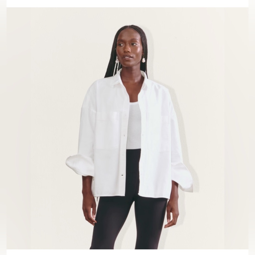 New Everlane The Boxy Oxford Thick White Button Up Shirt Size Small